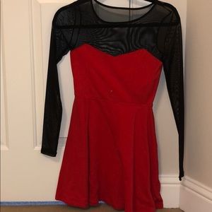 Red and black long sleeve dress